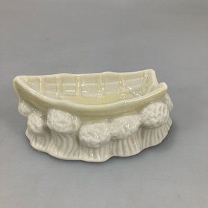 Belleek Boat Yellow Luster Open Salt Trinket Dish